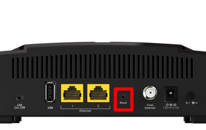 Reset button location on a router